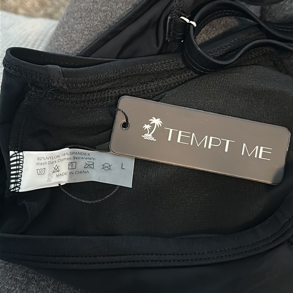 Tempt Me Large Black Bikini Swim Top Push-Up with Front Tie Knot - Picture 9 of 9